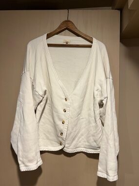 DONNI. Cream Button-Front Knit Cardigan